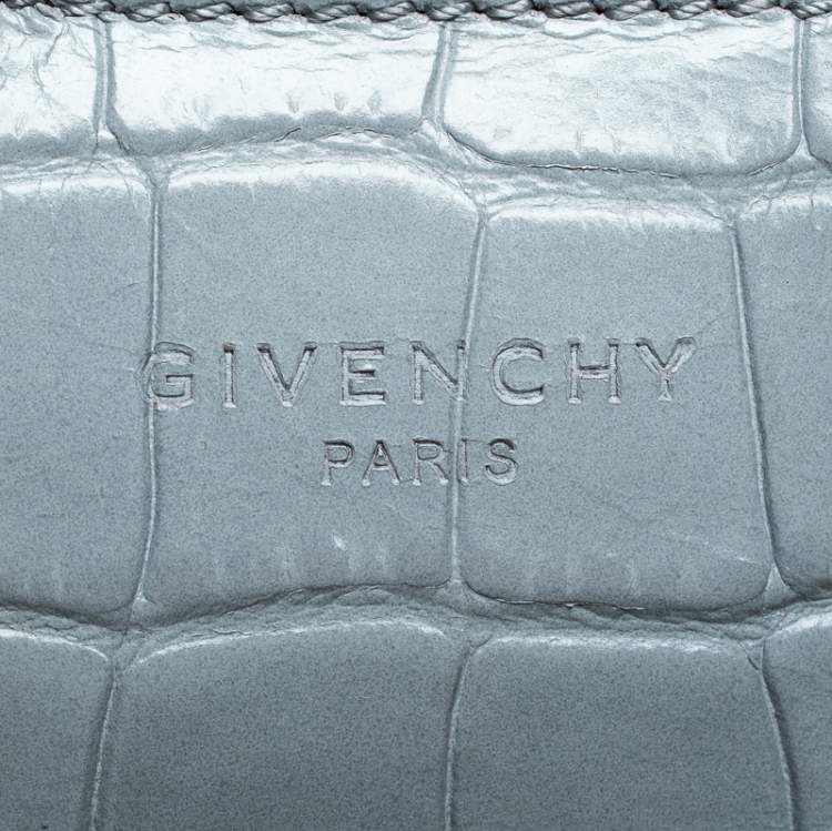 Pre Owned Givenchy Grey Croc Embossed Leather Easy Tote