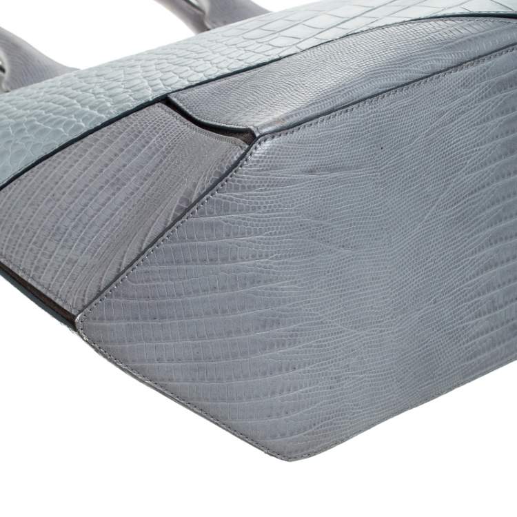 Pre Owned Givenchy Grey Croc Embossed Leather Easy Tote