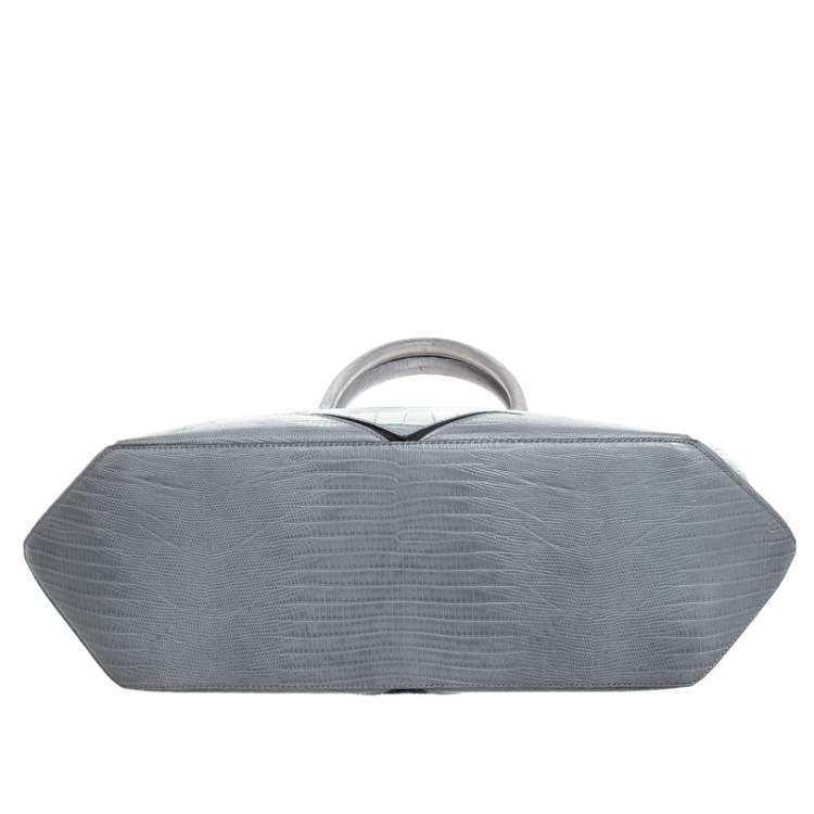 Pre Owned Givenchy Grey Croc Embossed Leather Easy Tote