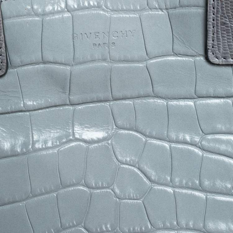 Pre Owned Givenchy Grey Croc Embossed Leather Easy Tote