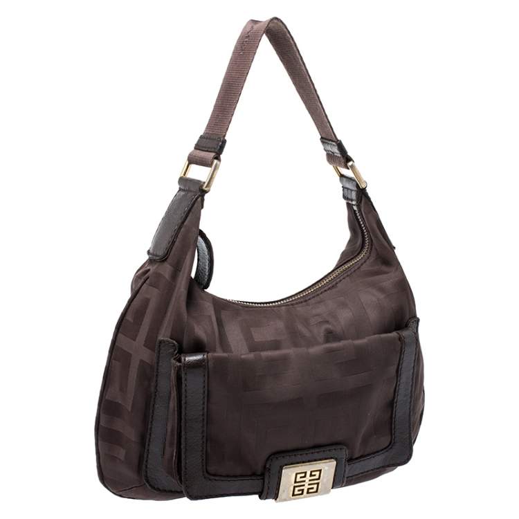 Pre Owned Givenchy Brown Signature Fabric and Leather Hobo