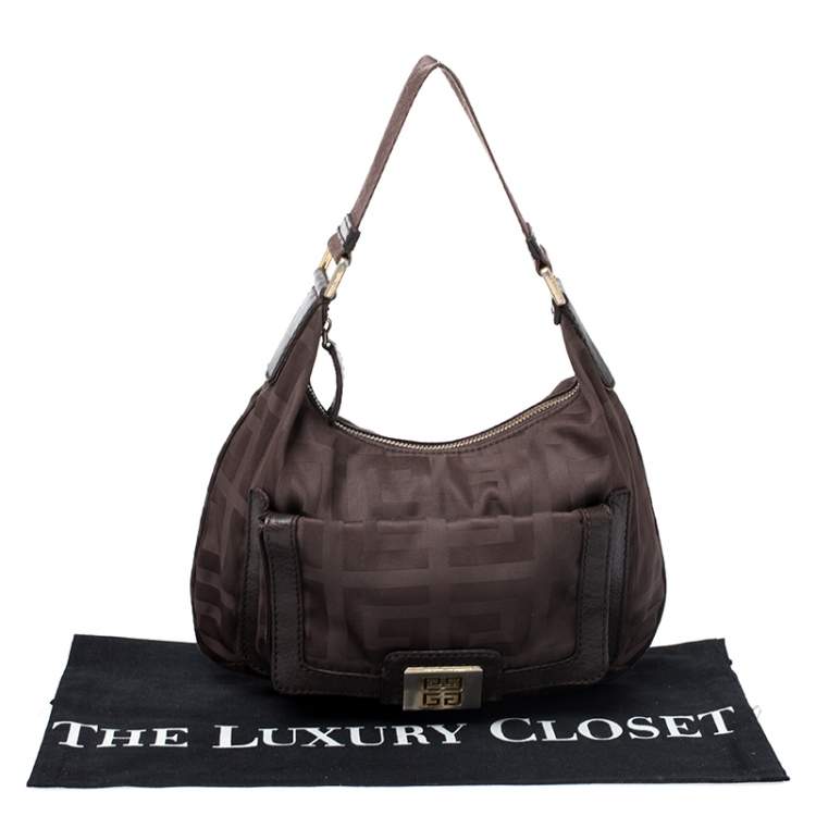 Pre Owned Givenchy Brown Signature Fabric and Leather Hobo