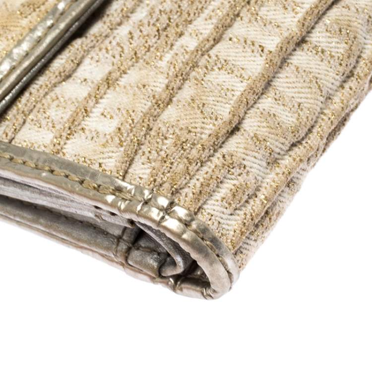 Pre Owned Givenchy Ivory Fabric Flap Compact Wallet
