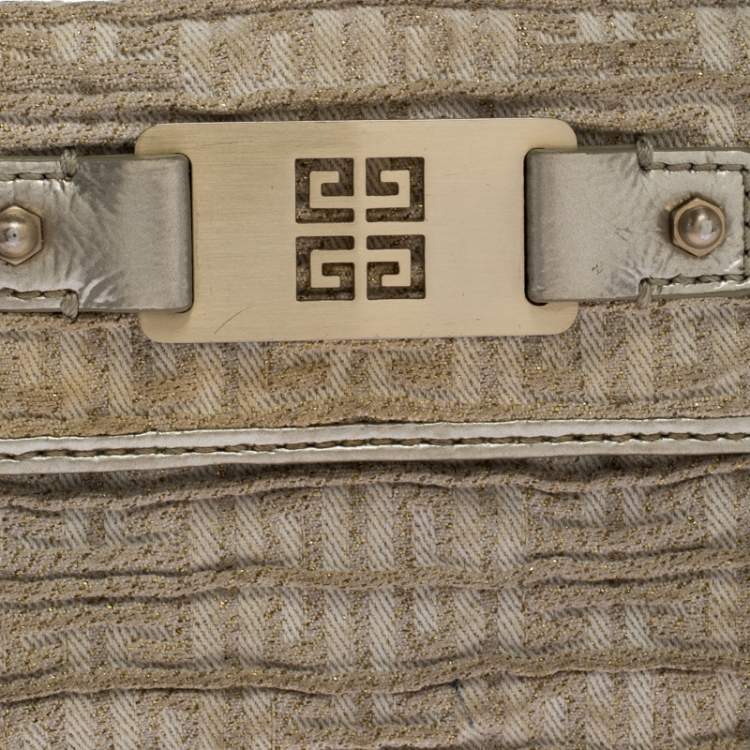 Pre Owned Givenchy Ivory Fabric Flap Compact Wallet