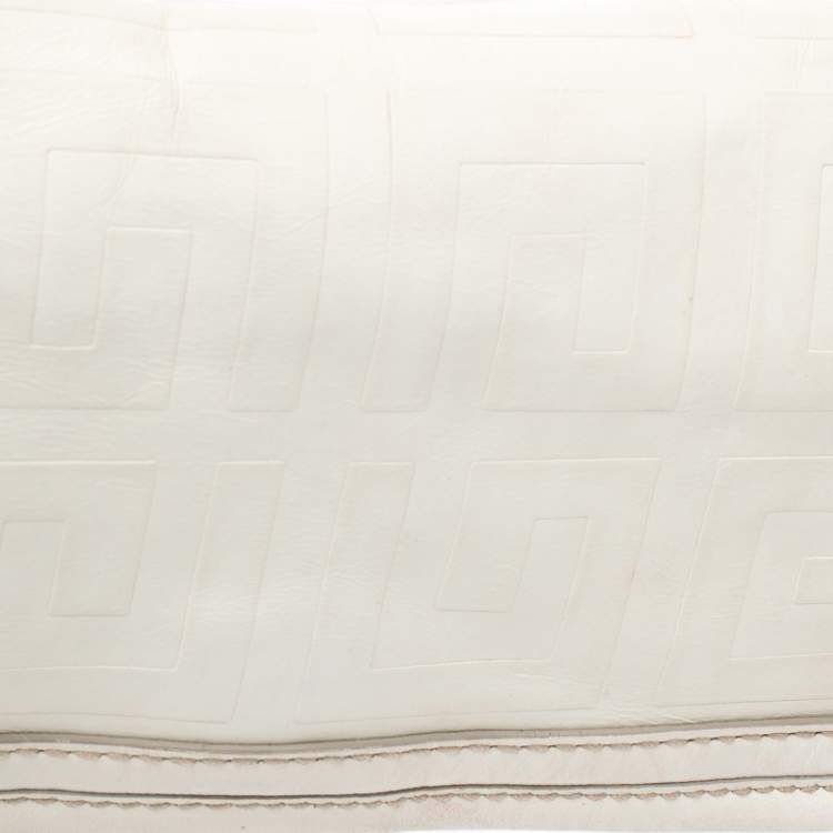 Pre Owned Givenchy Off White Logo Embossed Leather Flap Shoulder Bag