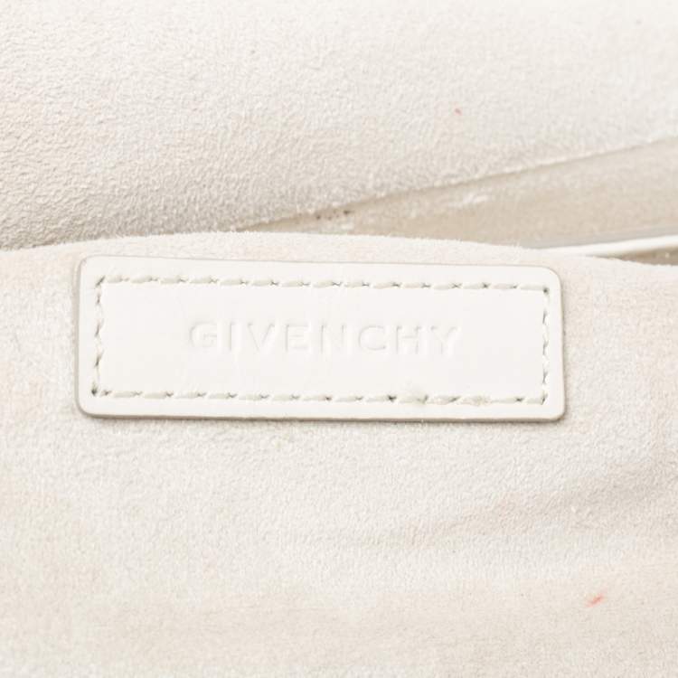 Pre Owned Givenchy Off White Logo Embossed Leather Flap Shoulder Bag