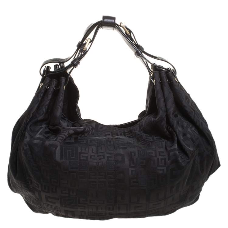 Pre Owned Givenchy Black Monogram Canvas Double Handle Hobo
