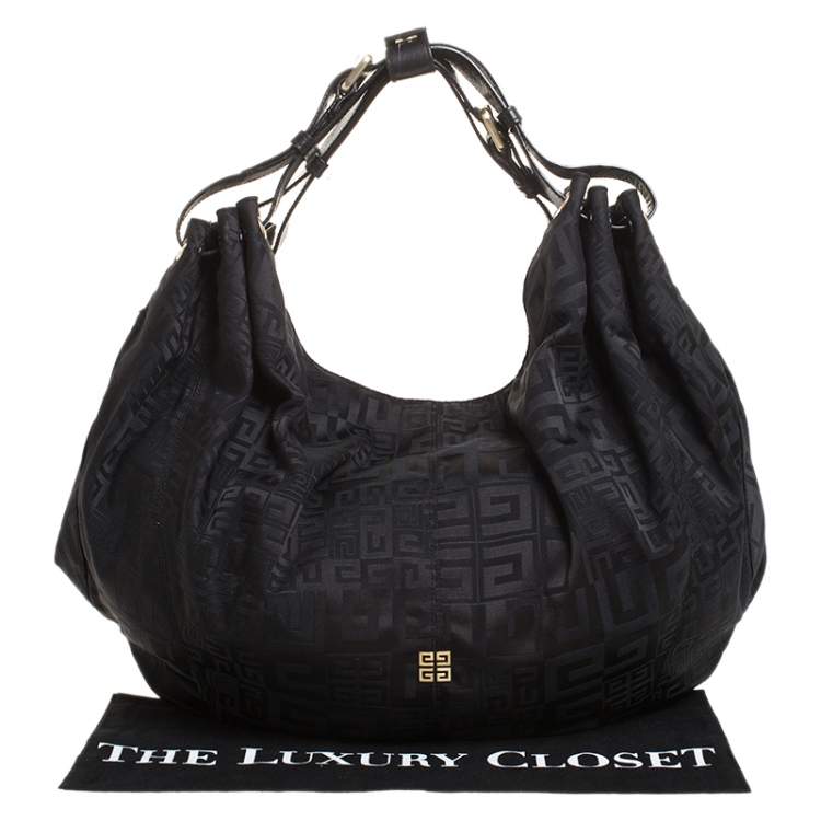 Pre Owned Givenchy Black Monogram Canvas Double Handle Hobo