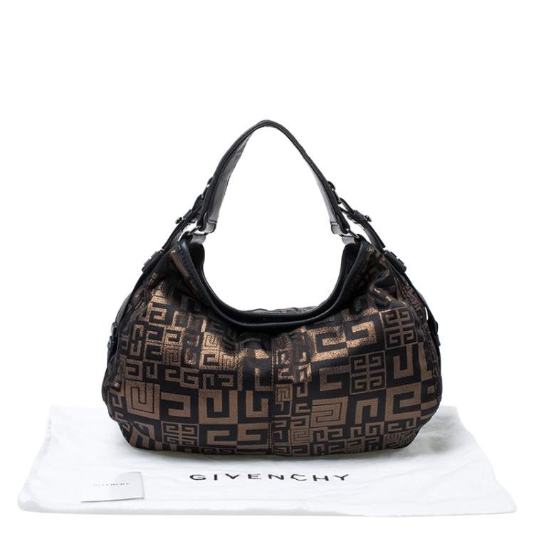 Pre Owned Givenchy Black/Bronze Signature Shimmering Fabric Hobo