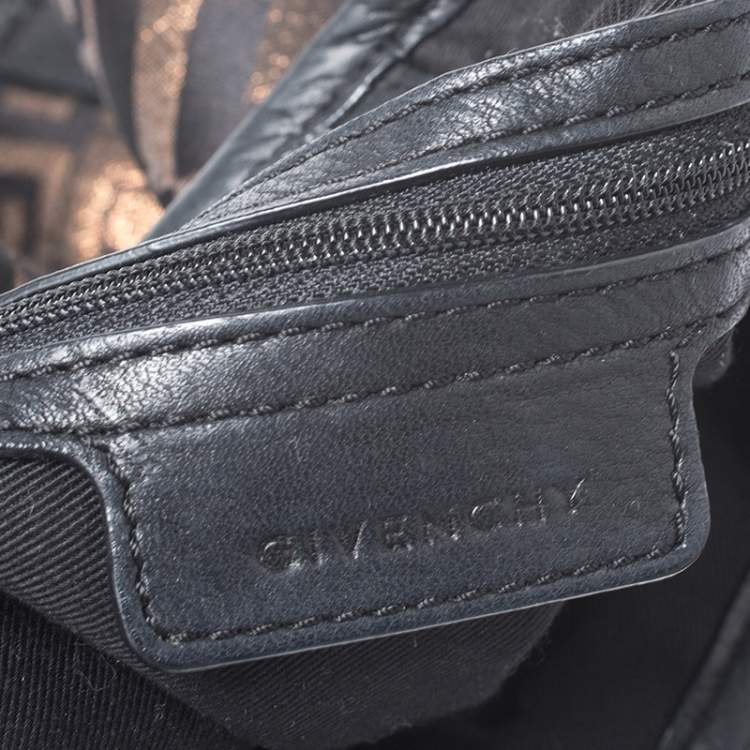 Pre Owned Givenchy Black/Bronze Signature Shimmering Fabric Hobo
