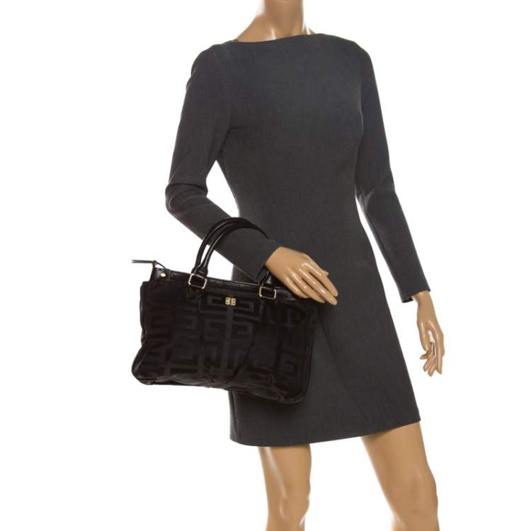 Pre Owned Givenchy Black Monogram Nylon and Leather Satchel