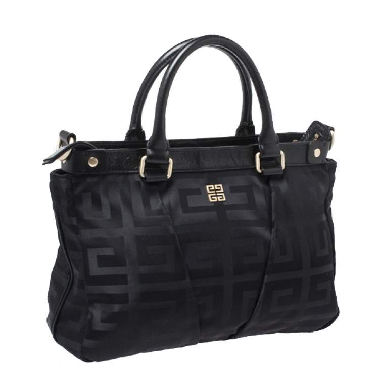 Pre Owned Givenchy Black Monogram Nylon and Leather Satchel