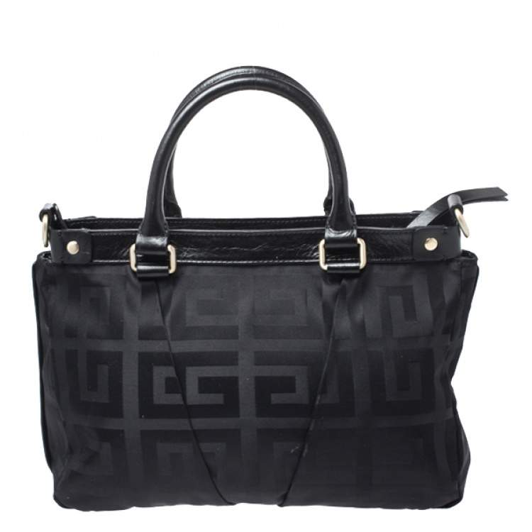 Pre Owned Givenchy Black Monogram Nylon and Leather Satchel