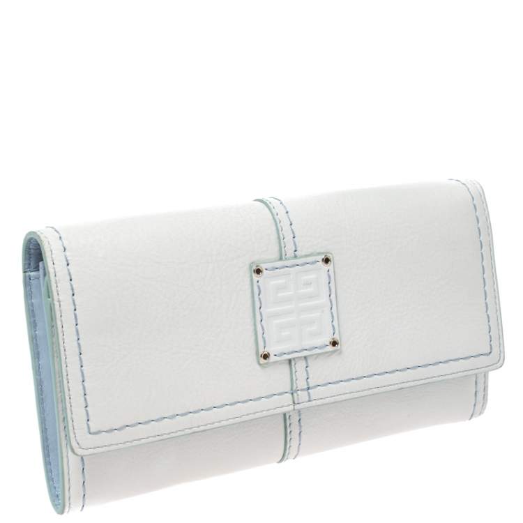 Pre Owned Givenchy White Leather Continental Wallet