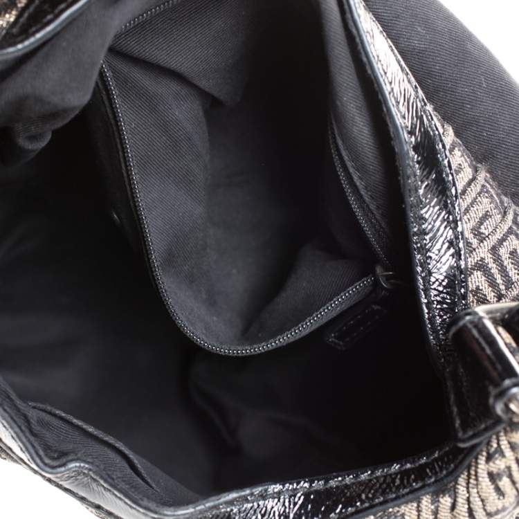 Pre Owned Givenchy Brown/Black  Monogram Canvas and Patent Leather Hobo
