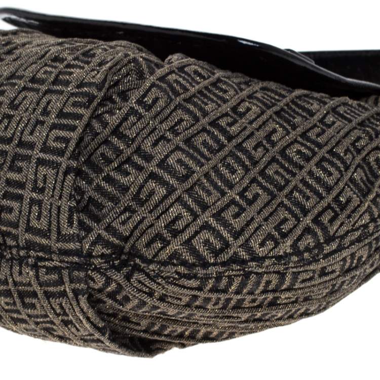 Pre Owned Givenchy Brown/Black  Monogram Canvas and Patent Leather Hobo