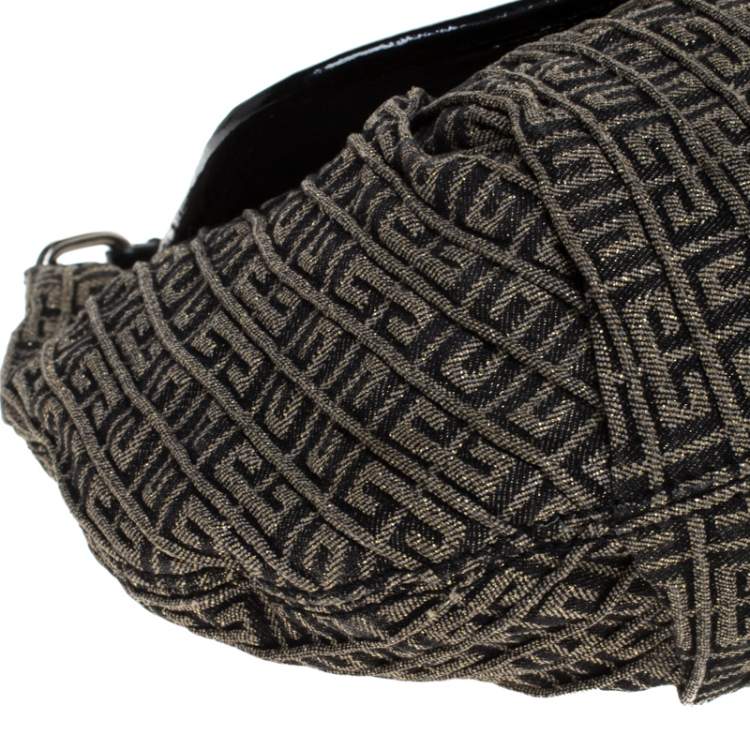 Pre Owned Givenchy Brown/Black  Monogram Canvas and Patent Leather Hobo