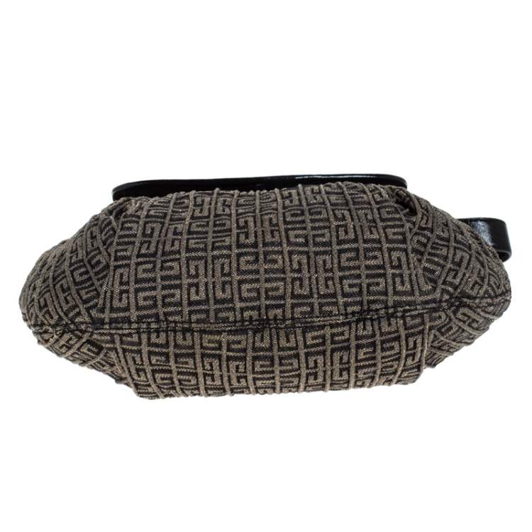 Pre Owned Givenchy Brown/Black  Monogram Canvas and Patent Leather Hobo