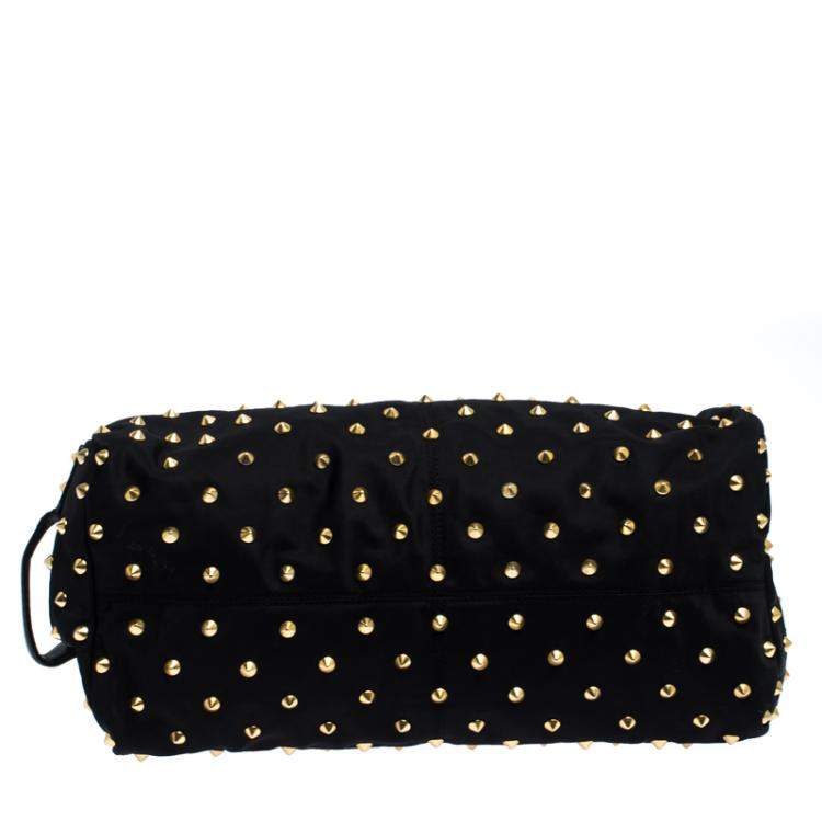 Pre Owned Givenchy Black Studded Nylon Satchel Bag