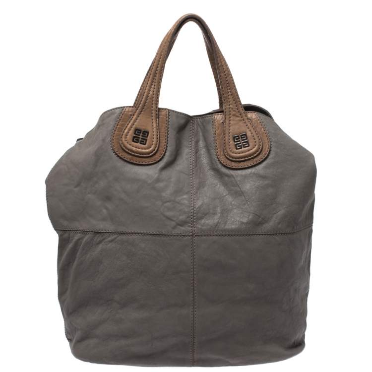 Pre Owned Givenchy Grey Leather Nightingale Shopper Toe Bag