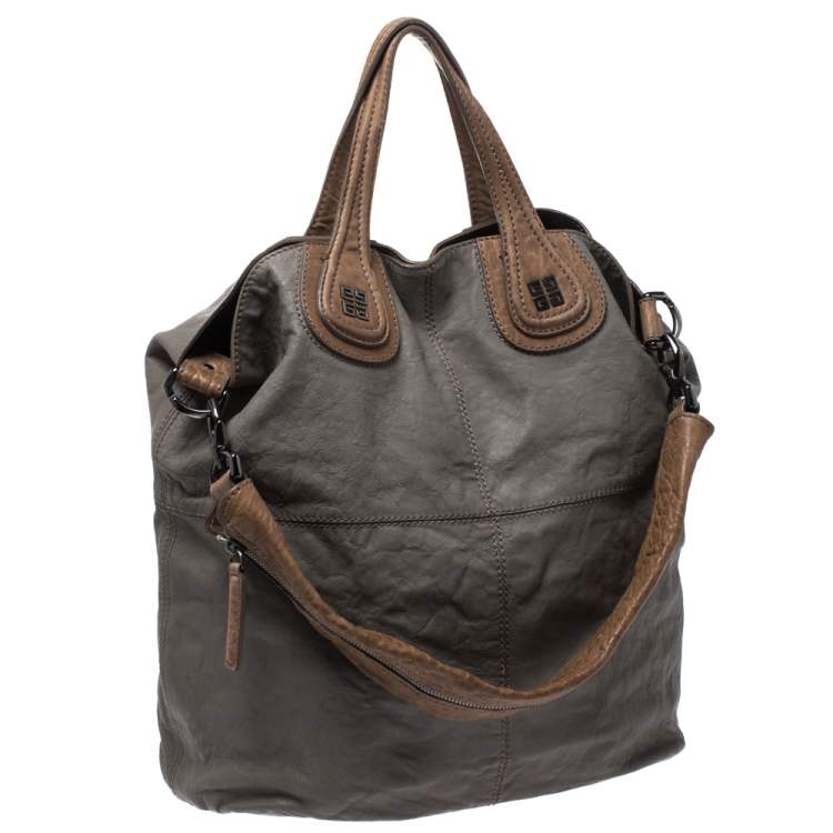 Pre Owned Givenchy Grey Leather Nightingale Shopper Toe Bag