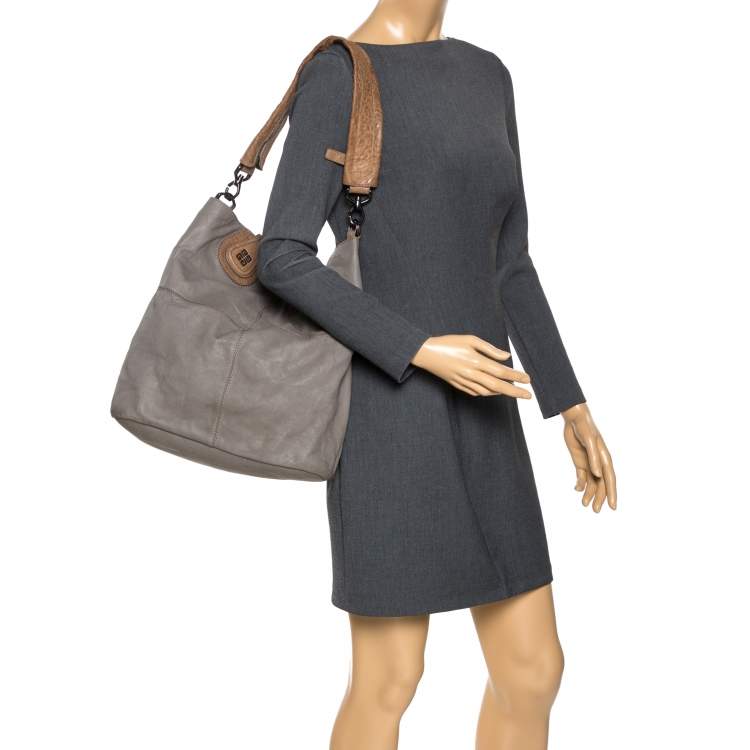 Pre Owned Givenchy Grey Leather Nightingale Shopper Toe Bag