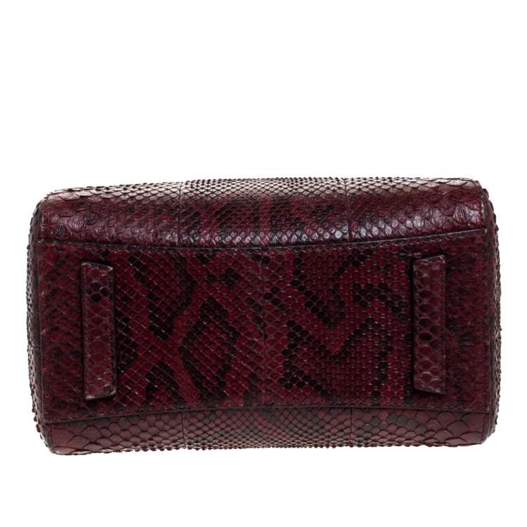 Pre Owned Givenchy Burgundy Python Mini Antigona Satchel