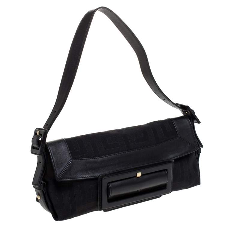 Pre Owned Givenchy Black Monogram Canvas and Leather Shoulder Bag