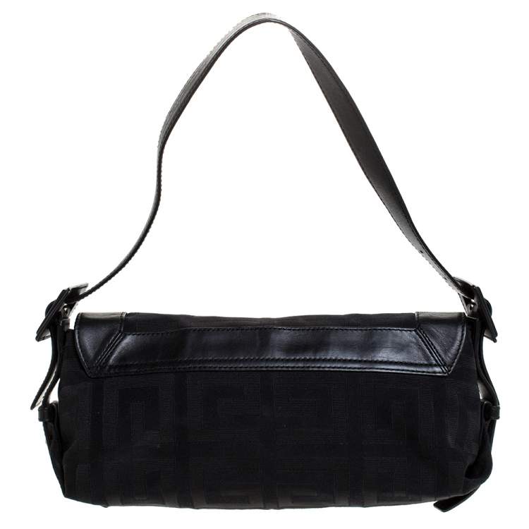 Pre Owned Givenchy Black Monogram Canvas and Leather Shoulder Bag
