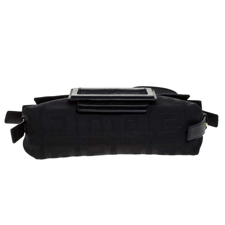 Pre Owned Givenchy Black Monogram Canvas and Leather Shoulder Bag