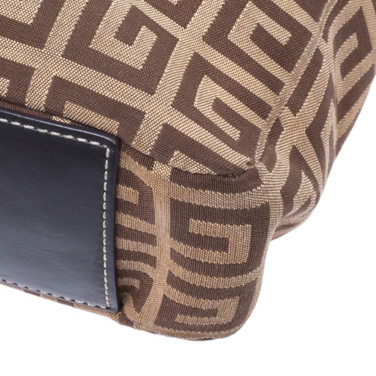 Pre Owned Givenchy Brown Monogram Canvas and Leather Tassel Zip Tote 