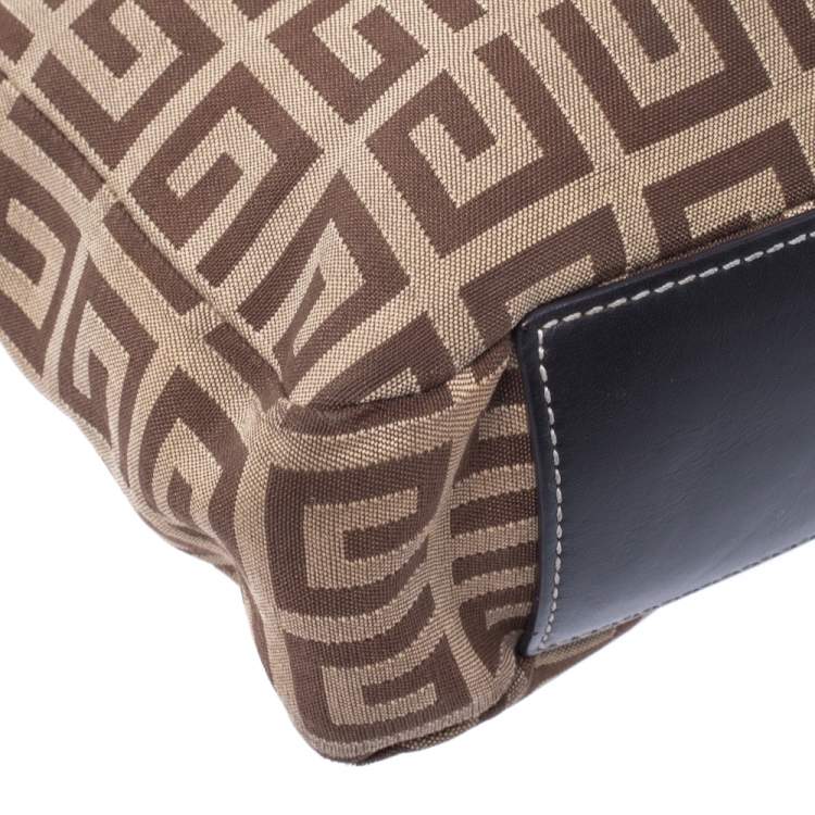 Pre Owned Givenchy Brown Monogram Canvas and Leather Tassel Zip Tote 