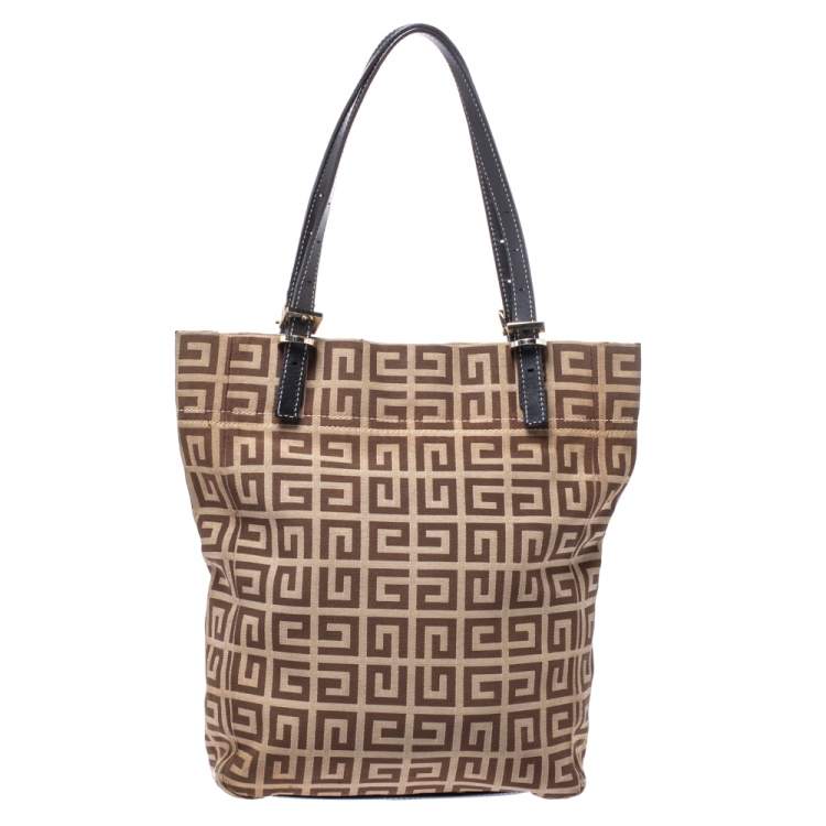 Pre Owned Givenchy Brown Monogram Canvas and Leather Tassel Zip Tote 