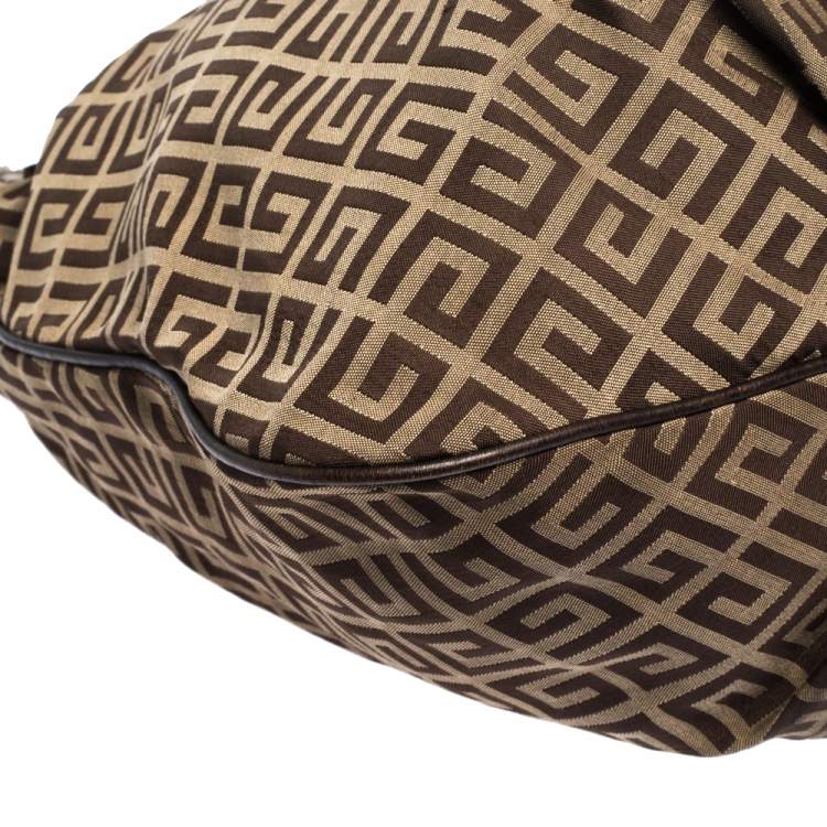 Pre Owned Givenchy Brown Monogram Canvas and Leather Flap Hobo