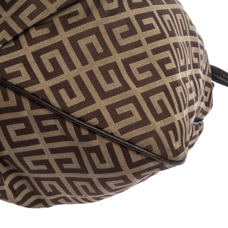 Pre Owned Givenchy Brown Monogram Canvas and Leather Flap Hobo