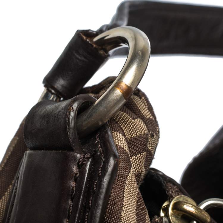 Pre Owned Givenchy Brown Monogram Canvas and Leather Flap Hobo