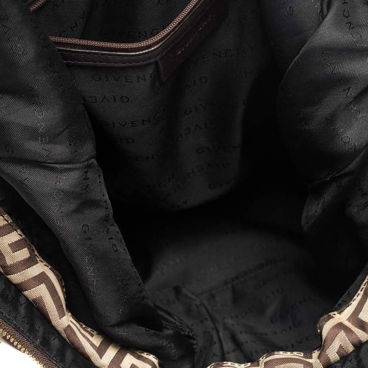 Pre Owned Givenchy Brown Monogram Canvas and Leather Flap Hobo