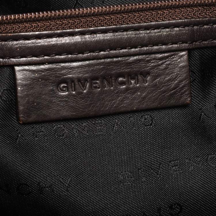 Pre Owned Givenchy Brown Monogram Canvas and Leather Flap Hobo