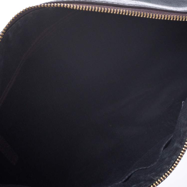 Pre Owned Givenchy Black/Dark Brown Monogram Coated Canvas and Leather Hobo