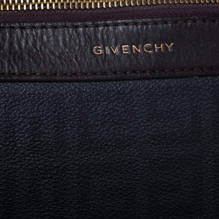 Pre Owned Givenchy Black/Dark Brown Monogram Coated Canvas and Leather Hobo