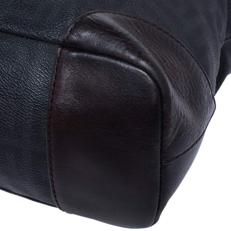 Pre Owned Givenchy Black/Dark Brown Monogram Coated Canvas and Leather Hobo