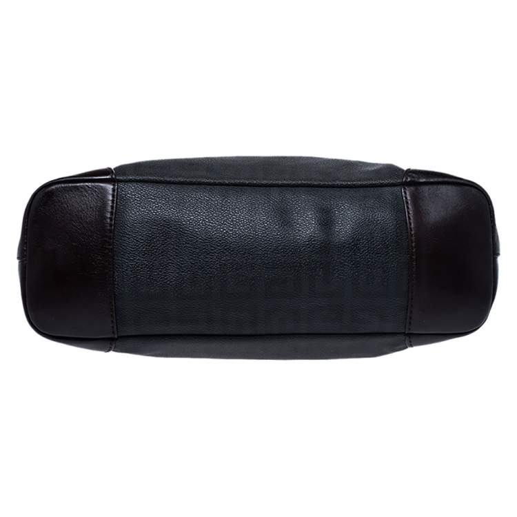 Pre Owned Givenchy Black/Dark Brown Monogram Coated Canvas and Leather Hobo