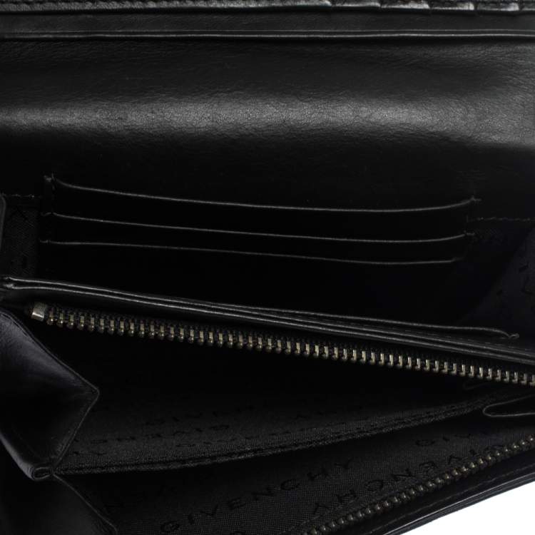 Pre Owned Givenchy Black Monogram Leather Flap Wallet