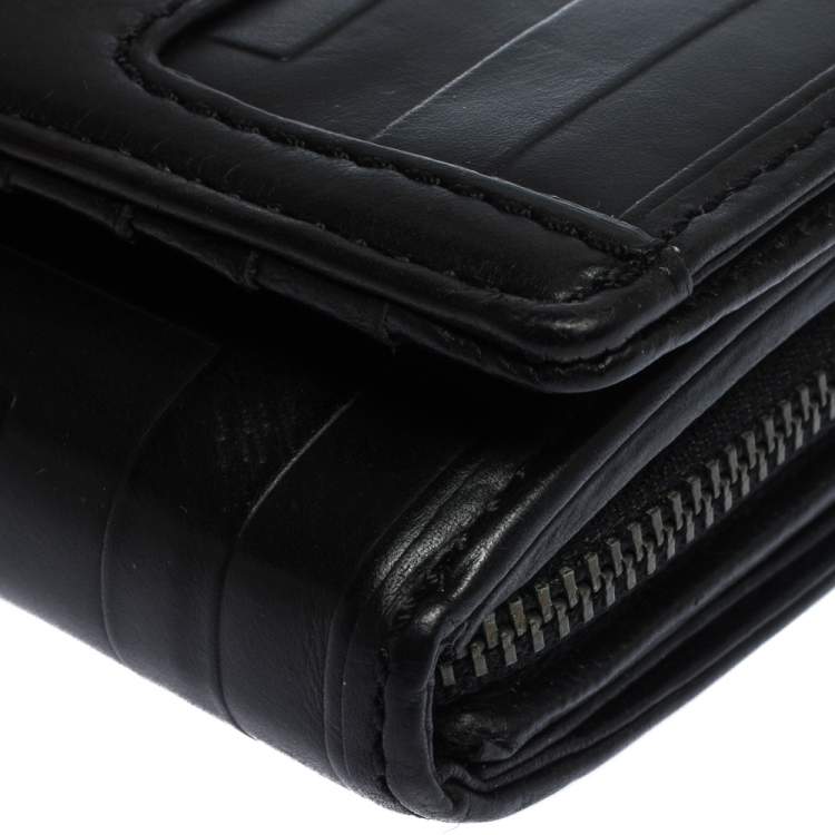 Pre Owned Givenchy Black Monogram Leather Flap Wallet