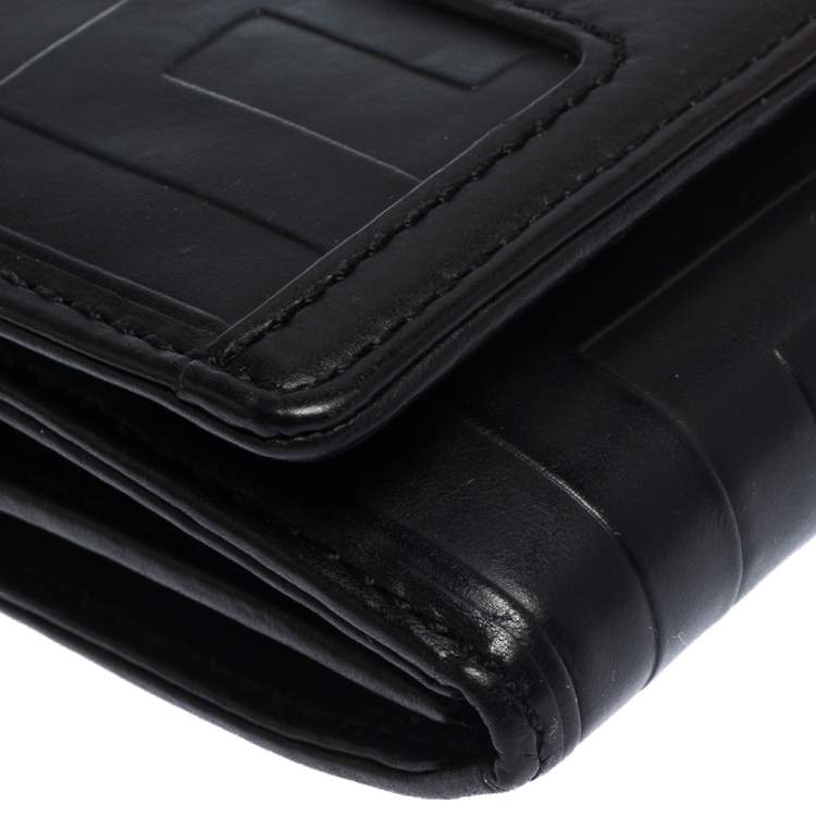 Pre Owned Givenchy Black Monogram Leather Flap Wallet