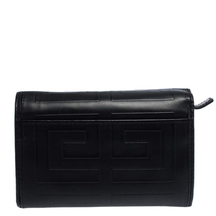 Pre Owned Givenchy Black Monogram Leather Flap Wallet