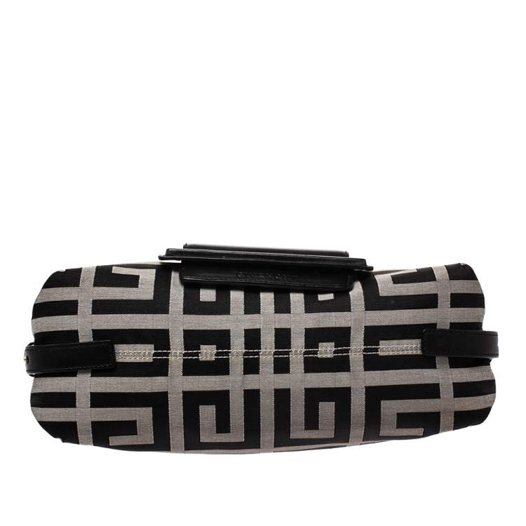 Pre Owned Givenchy Grey/Black Monogram Canvas and Leather Shoulder Bag