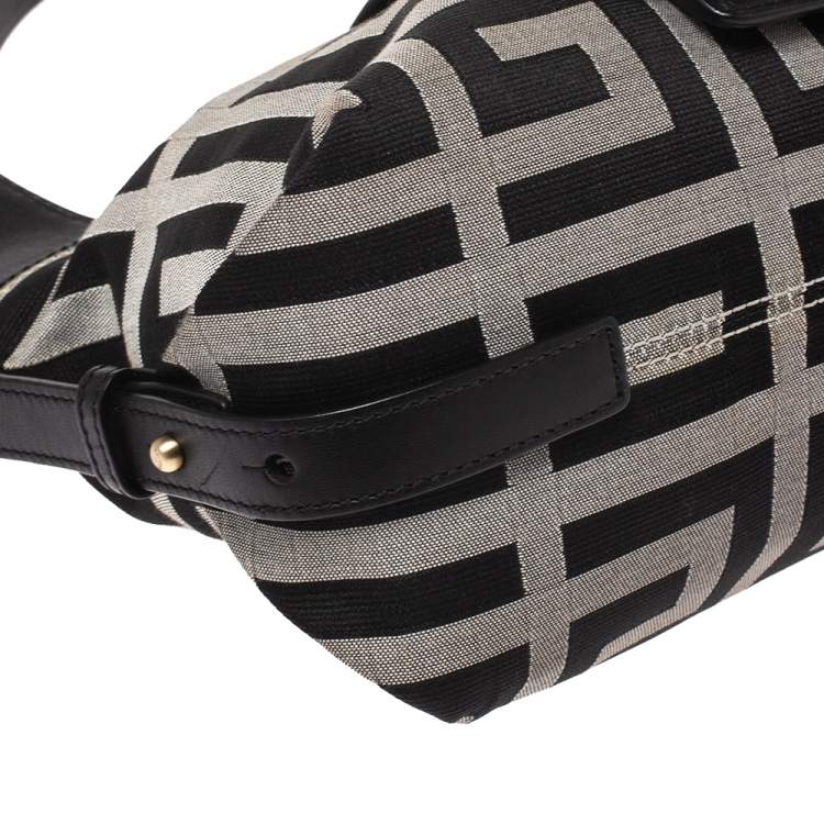 Pre Owned Givenchy Grey/Black Monogram Canvas and Leather Shoulder Bag