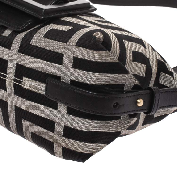 Pre Owned Givenchy Grey/Black Monogram Canvas and Leather Shoulder Bag