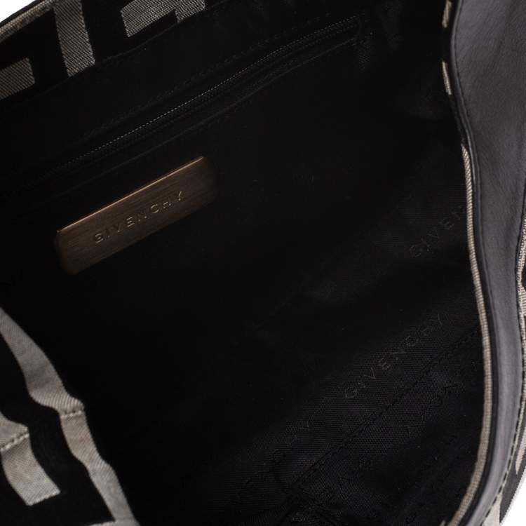 Pre Owned Givenchy Grey/Black Monogram Canvas and Leather Shoulder Bag